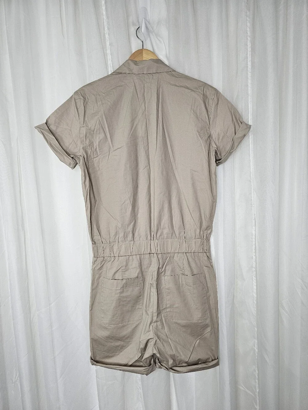 Bershka Menswear Utility Shorts Coverall Jumpsuit Shortall Tan Khaki Small NEW